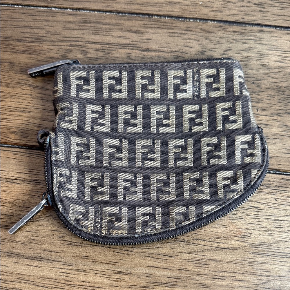Fendi Black and Gold Monogram Pouch